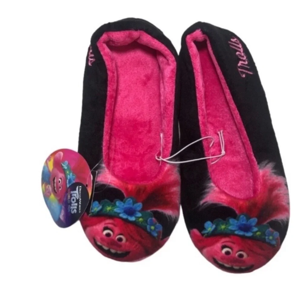 TROLLS POPPY Big Girl Size 4 washable House shoes Slippers New with Tags